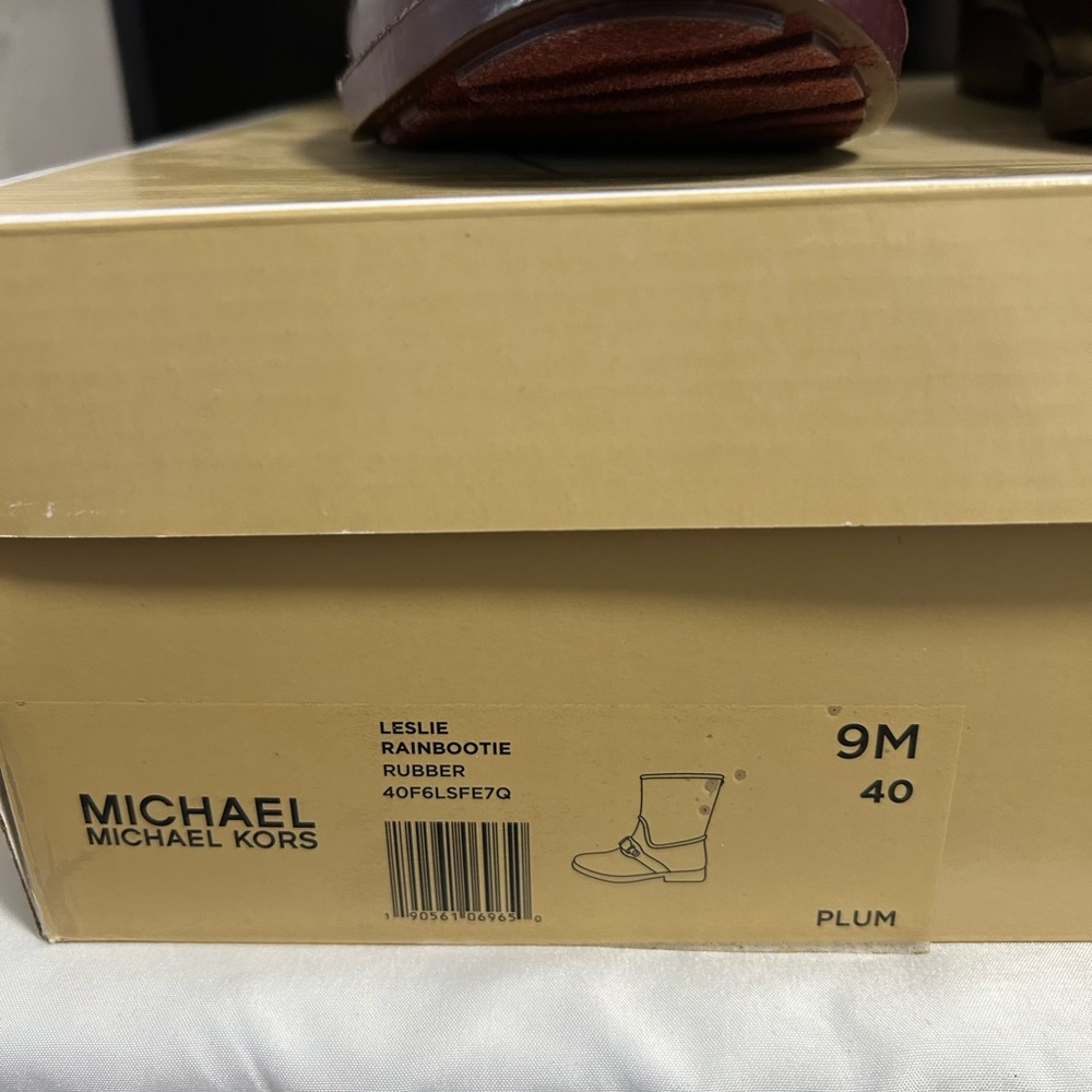 Michael Kors Women's Leslie Rubber Closed Toe Mid-Calf Rainboots, Plum - Picture 3 of 5